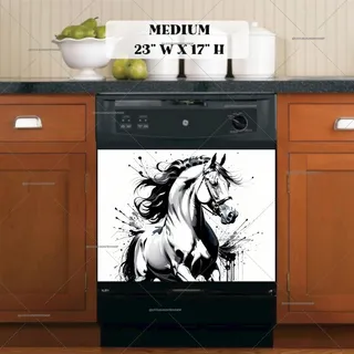 Preview of Abstract White Horse magnet in Medium size.