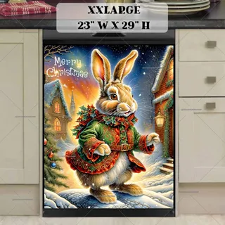 Preview of Cute Christmas Bunny at the Cottage magnet in XX Large size.