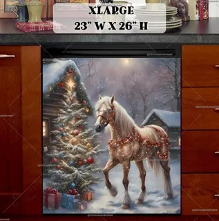 Preview of Christmas Farmhouse Horse magnet in Extra Large size.