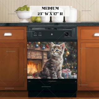 Preview of Kitten Front of the Fireplace magnet in Medium size.