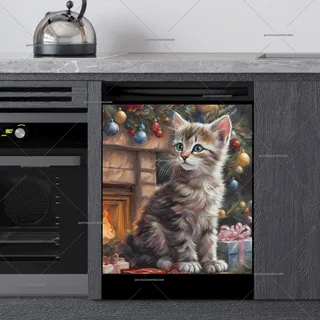 Preview of Kitten Front of the Fireplace magnet.