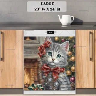 Preview of Pretty Christmas Kitten magnet in Large size.