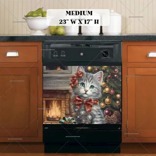 Preview of Pretty Christmas Kitten magnet in Medium size.