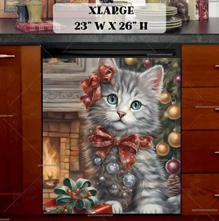 Preview of Pretty Christmas Kitten magnet in Extra Large size.