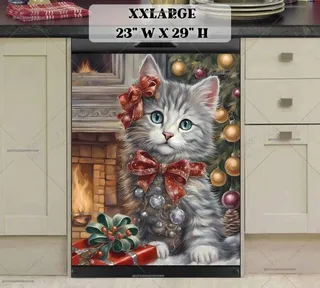 Preview of Pretty Christmas Kitten magnet in XX Large size.