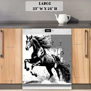 Preview of Abstract Black Horse magnet in Large size.