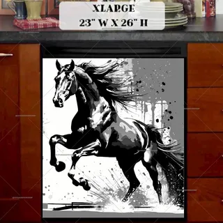 Preview of Abstract Black Horse magnet in Extra Large size.