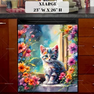 Preview of Little Kitten at the Window magnet in Extra Large size.