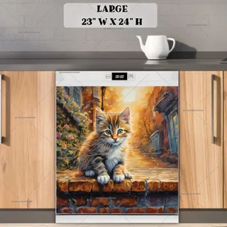 Preview of Kitten on a Cozy Street magnet in Large size.