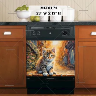 Preview of Kitten on a Cozy Street magnet in Medium size.
