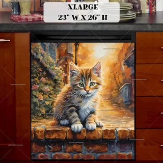Preview of Kitten on a Cozy Street magnet in Extra Large size.
