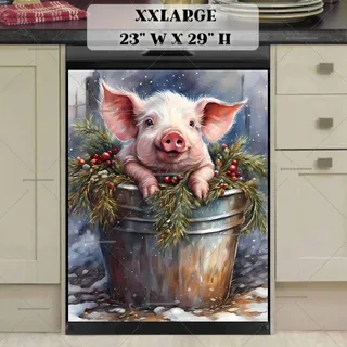 Preview of Christmas Piglet in the Bucket magnet in XX Large size.