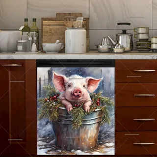 Preview of Christmas Piglet in the Bucket magnet.