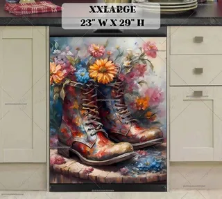 Preview of Pretty Boots with Flowers magnet in XX Large size.