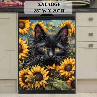 Preview of Black Cat in the Sunflowers magnet in XX Large size.