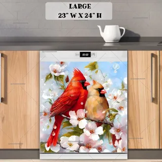 Preview of Cardinal Couple on a Blooming Cherry Tree magnet in Large size.