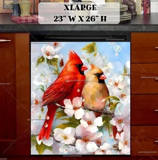 Preview of Cardinal Couple on a Blooming Cherry Tree magnet in Extra Large size.