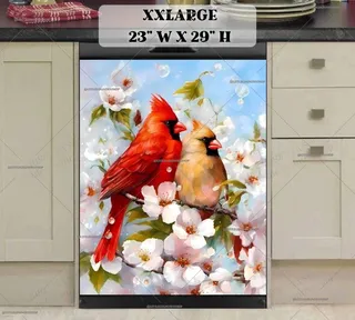 Preview of Cardinal Couple on a Blooming Cherry Tree magnet in XX Large size.