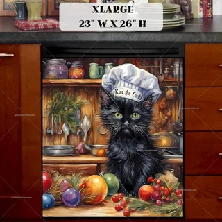 Preview of Christmas Kitten Chef magnet in Extra Large size.