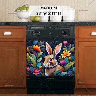 Preview of Colorful Rabbit with Flowers magnet in Medium size.