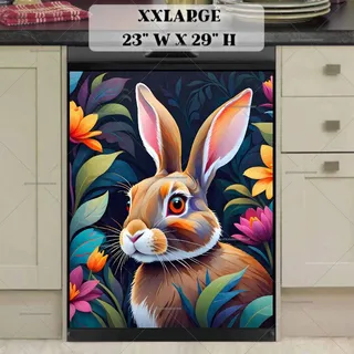 Preview of Colorful Rabbit with Flowers magnet in XX Large size.