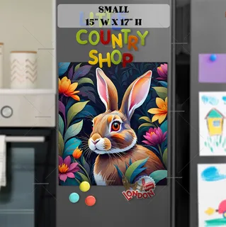 Preview of Colorful Rabbit with Flowers magnet in Small size.