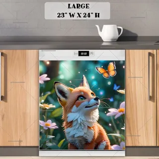 Preview of Cute Fox and Butterfly magnet in Large size.