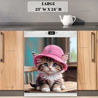 Preview of Baby Kitten in Pink Hat magnet in Large size.