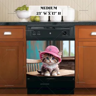 Preview of Baby Kitten in Pink Hat magnet in Medium size.