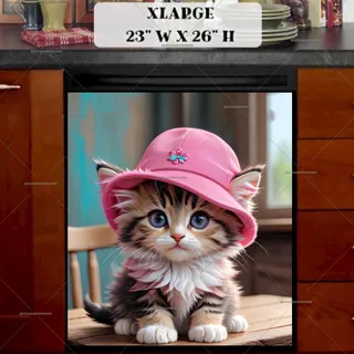 Preview of Baby Kitten in Pink Hat magnet in Extra Large size.