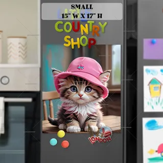 Preview of Baby Kitten in Pink Hat magnet in Small size.