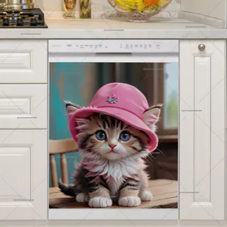 Preview of Baby Kitten in Pink Hat magnet.