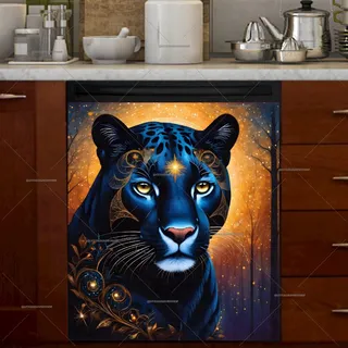 Preview of Abstract Black Panther at Night magnet.