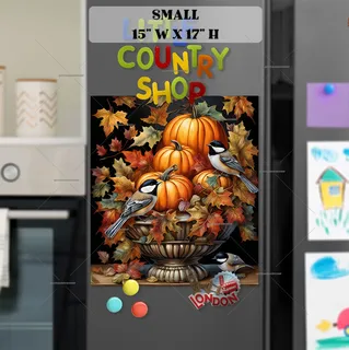 Preview of Pumpkin Chickadees in a Flower Pot magnet in Small size.