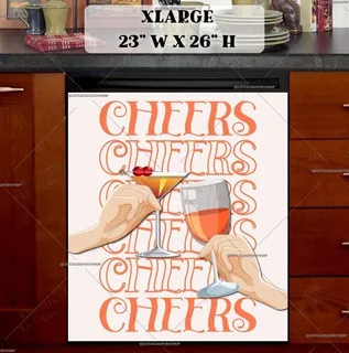 Preview of Cheers with Martini and Wine magnet in Extra Large size.