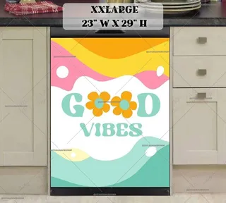 Preview of Retro Good Vibes Flowers magnet in XX Large size.