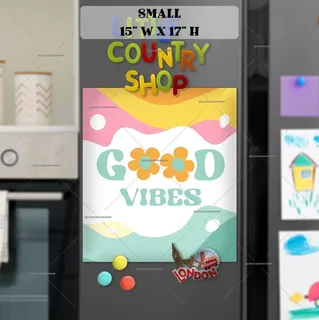 Preview of Retro Good Vibes Flowers magnet in Small size.