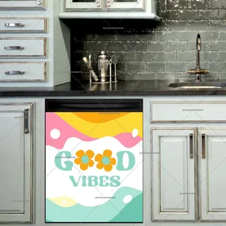 Preview of Retro Good Vibes Flowers magnet.