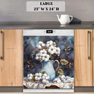 Preview of Cotton Flowers in a Rustic Vase magnet in Large size.