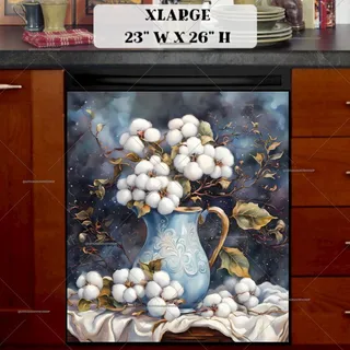 Preview of Cotton Flowers in a Rustic Vase magnet in Extra Large size.