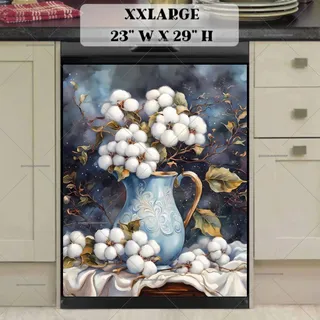 Preview of Cotton Flowers in a Rustic Vase magnet in XX Large size.