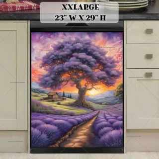 Preview of Cottage and Tree in the Lavenders magnet in XX Large size.