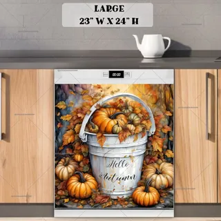 Preview of White Bucket and Pumpkins magnet in Large size.