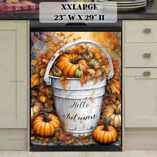 Preview of White Bucket and Pumpkins magnet in XX Large size.