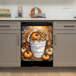 Preview of White Bucket and Pumpkins magnet.