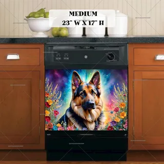 Preview of German Shepherd in the Meadow magnet in Medium size.