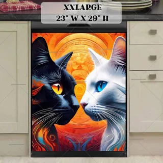 Preview of Pretty Yin and Yang Cats magnet in XX Large size.