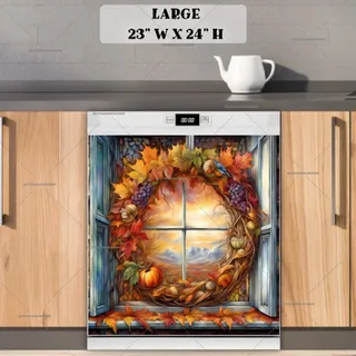 Preview of Gorgeous Autumn Wreath magnet in Large size.