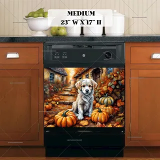 Preview of Pumpkin Puppy in the Village magnet in Medium size.