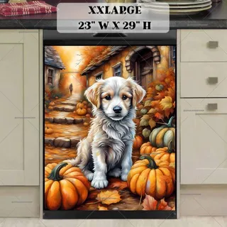 Preview of Pumpkin Puppy in the Village magnet in XX Large size.
